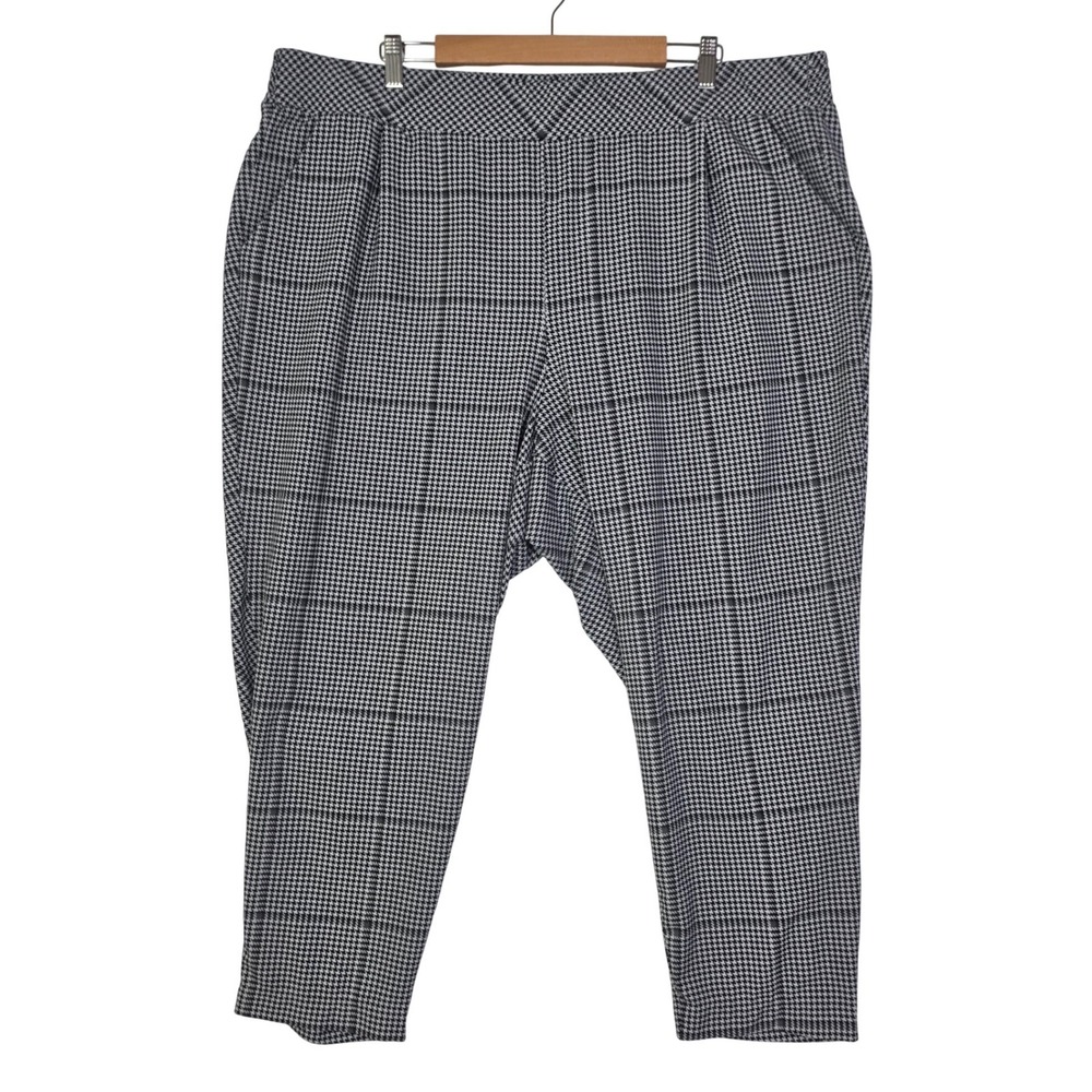Torrid Womens Size 3 Black White Houndstooth Plaid Tapered Career Trousers Pants